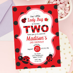 Invitation Notre petite fille coccinelle 2e anniversaire