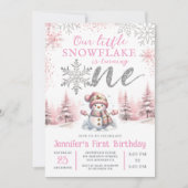 Invitation Notre petite Fille de Flambeau de neige rose argen (Devant)