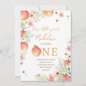 Invitation Notre petite fille de Pêche sucré 1er premier anni (Devant)