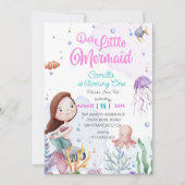 Invitation Notre petite fille de sirène 1ère fête d'anniversa (Devant)