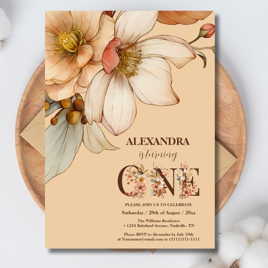 Invitation Notre petite fille fleur sauvage 1er anniversaire