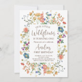 Invitation Notre Petite Fille Fleur sauvage Première fête d'a (Devant)