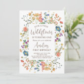 Invitation Notre Petite Fille Fleur sauvage Première fête d'a (Debout devant)