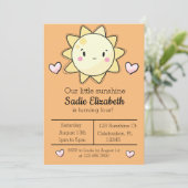 Invitation Notre Petite Fille Soleil Orange Anniversaire (Debout devant)