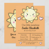 Invitation Notre Petite Fille Soleil Orange Anniversaire (Devant / Derrière)