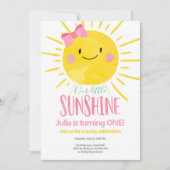 Invitation Notre Petite Fille Sunshine Pink Bow Premier Anniv (Devant)