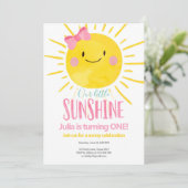 Invitation Notre Petite Fille Sunshine Pink Bow Premier Anniv (Debout devant)