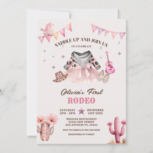 Invitation Notre petite fille Western Premier Rodéo Anniversa (Devant)