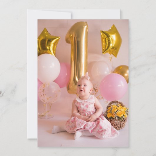 Invitation Notre petite fleur de soleil rose 1er anniversaire (Dos)
