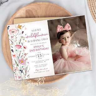 Invitation Notre Petite Fleur sauvage Baby Girl 2e fête d'ann