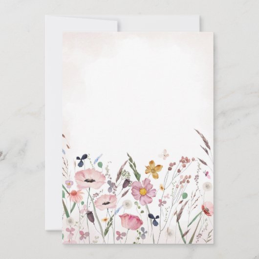 Invitation Notre Petite Fleur sauvage Bébée Fille 1er anniver (Dos)