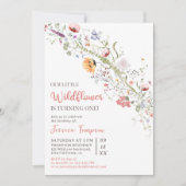 Invitation Notre Petite Fleur sauvage Bébée Fille 1er anniver (Devant)