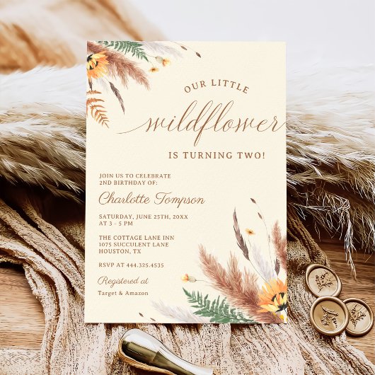 Invitation Notre Petite Fleur sauvage fête du 2ème anniversai