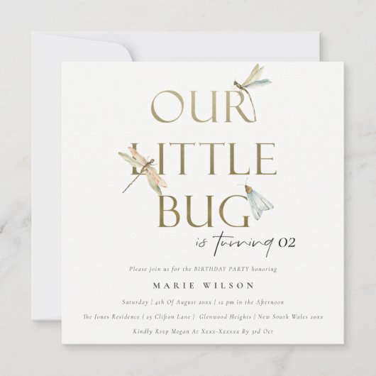 Invitation Notre petite libellule d'or de Bug N'importe quel (Devant)