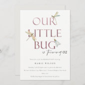 Invitation Notre Petite libellule rose Bug N'Importe Quel Âge (Devant / Derrière)