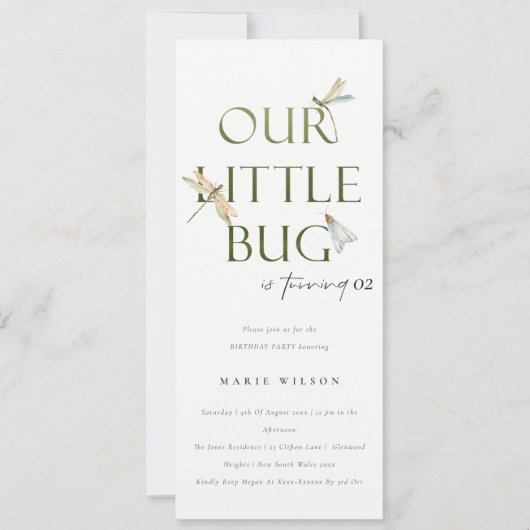 Invitation Notre Petite libellule Verte Bogue N'Importe Quel  (Devant)