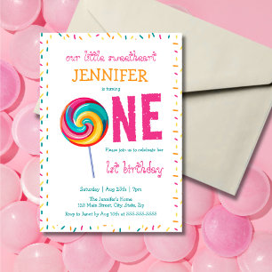 Invitation Notre petite lollipop amoureuse 1er anniversaire