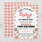 Invitation Notre petite oie bête 1ère fête d'anniversaire (Devant / Derrière)
