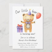 Invitation Notre Petite Ours Est En Train De Tourner Un Anniv (Devant)