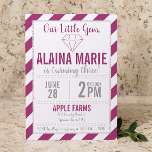 Invitation Notre petite Parties scintillant pourpre Gem Anniv