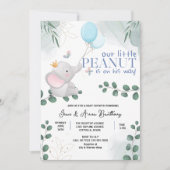 Invitation Notre Petite Peanut Cute Elaphant Baby Boy Douche (Devant)