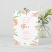 Invitation Notre petite pêche douce est un bébé premier anniv (Debout devant)