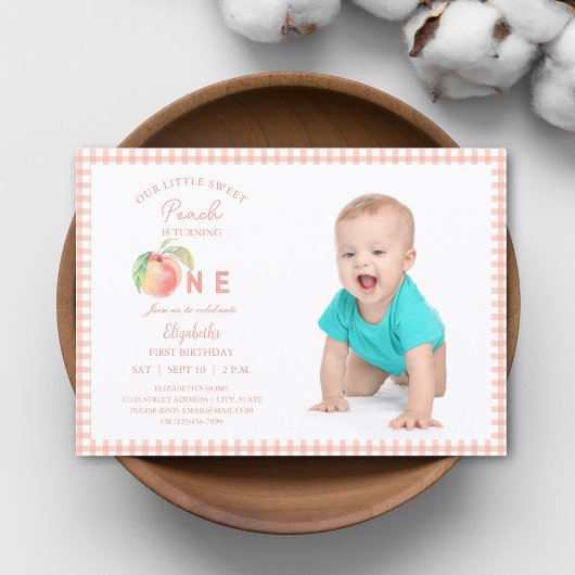 Invitation Notre petite pêche douce est une photo pour bébé d