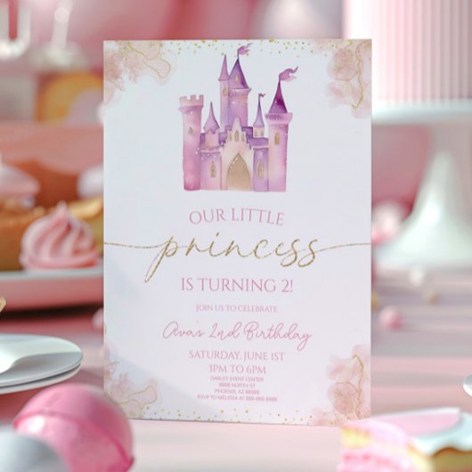 Invitation Notre petite princesse Château Royal Fête d'annive