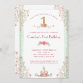 Invitation Notre petite princesse Premier Anniversaire (Devant / Derrière)