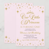 Invitation Notre Petite Princesse Royal Gold et rose Annivers (Devant / Derrière)