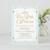 Invitation Notre Petite Princesse Royale d'or et Bleue Annive (Debout devant)