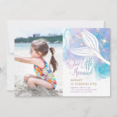 Invitation Notre petite queue de sirène aquarelle Anniversair (Devant)