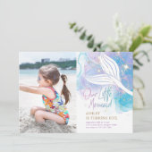 Invitation Notre petite queue de sirène aquarelle Anniversair (Debout devant)