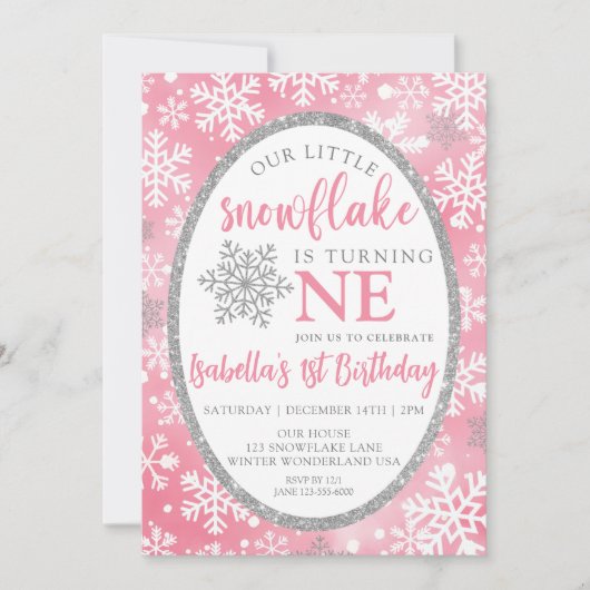 INVITATION NOTRE PETITE ROSE DE LA NEIGE 1ER ANNIVERSAIRE (Devant)