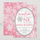 INVITATION NOTRE PETITE ROSE DE LA NEIGE 1ER ANNIVERSAIRE (Devant / Derrière)