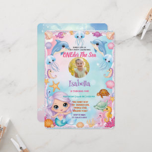 Invitation notre petite sirène 1ère photo anniversaire d'été