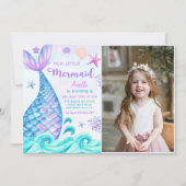 Invitation Notre petite sirène 4e fête d'anniversaire Photo (Devant)
