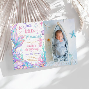 Invitation Notre petite sirène 4ème anniversaire Fête de sirè