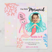 Invitation Notre petite sirène ! anniversaire sous la mer (Devant / Derrière)