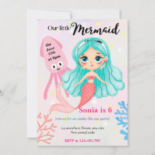 Invitation Notre petite sirène ! anniversaire sous la mer