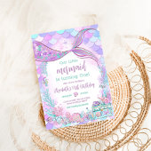 Invitation Notre petite sirène anniversaire violet sarcelle