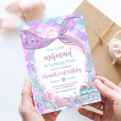 Invitation Notre petite sirène anniversaire violet sarcelle