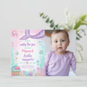 Invitation Notre petite sirène photo d'anniversaire (Debout devant)