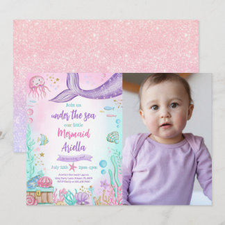 Invitation Notre petite sirène photo d'anniversaire