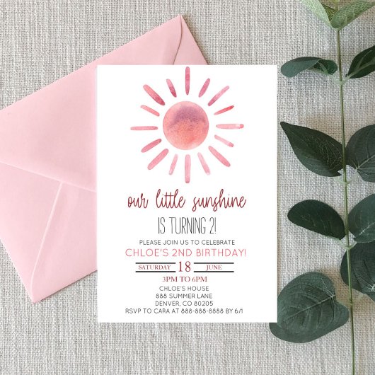 Invitation Notre Petite Soirée Soleil Rose Anniversaire