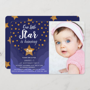 Invitation Notre petite Star Cute 1er Anniversaire Photo