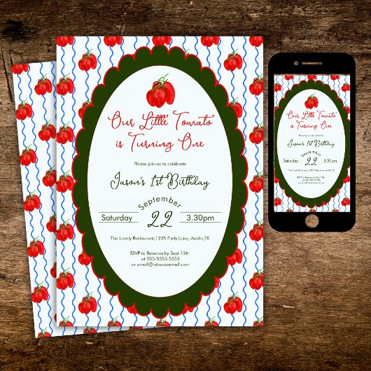 Invitation Notre petite tomate tourne un 1er anniversaire