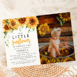 Invitation Notre petite tournesol Photo Fête d'anniversaire<br><div class="desc">Célébrez le premier anniversaire de votre petit tournesol avec notre charmante invitation de fête d'anniversaire pour enfants Tournesol. Avec une belle composition de tournesols à l'aquarelle, une photo et un modèle moderne élégant, cette invitation est le moyen idéal pour mettre un sourire sur le visage de vos invités. Rejoignez-nous pour...</div>