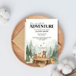 Invitation Notre plus grande aventure Baby shower boisé migno