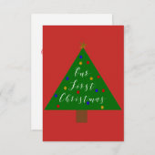 Invitation Notre premier Arrière - plan rouge de Noël (Devant / Derrière)